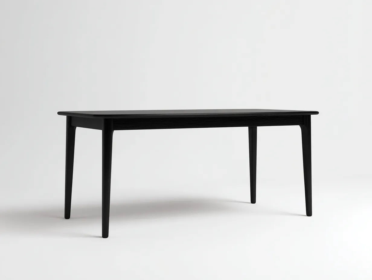Esstisch rechteckig aus schwarzem Holz 195x92x75 cm - Schwarz - gerundete Ecken für Esszimmer