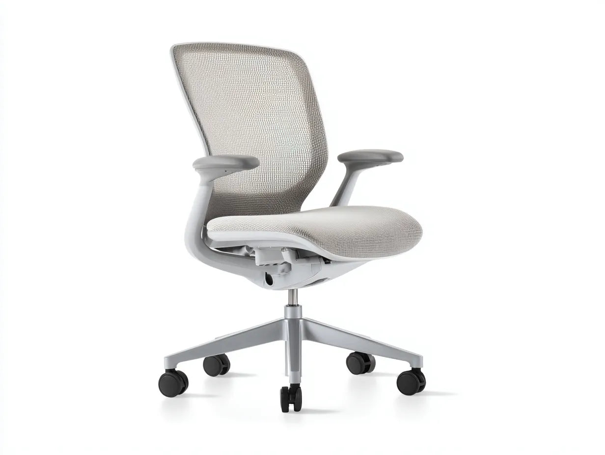 Bürostuhl mit rundem Polstersitz 70x68x91 cm - Grau und Schwarz - niedrige Lehne mit integrierten Armauflagen