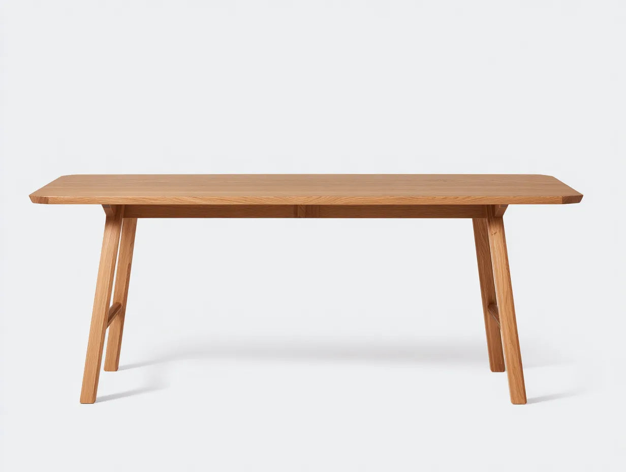 Esstisch rechteckig aus Eichenholz 210x92x76 cm - Eiche Natur - schräge Beine für Esszimmer