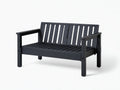 Sitzbank aus schwarzem Holzverbund 138x64x82 cm - Schwarz - Außenbank mit senkrechter Rückenstruktur