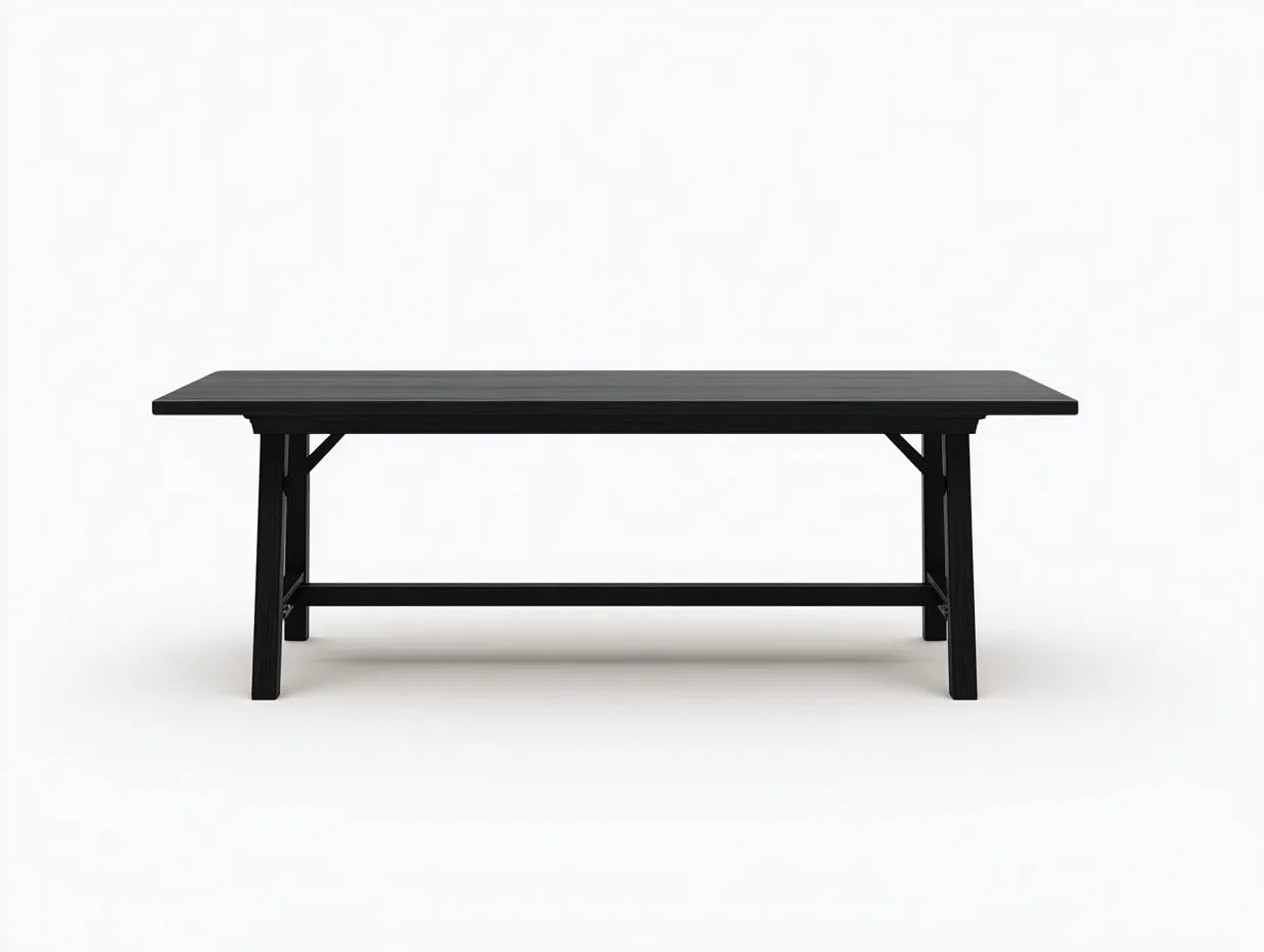 Esstisch rechteckig aus schwarzem Holz 220x90x76 cm - Schwarz - mit Querstrebe für Esszimmer