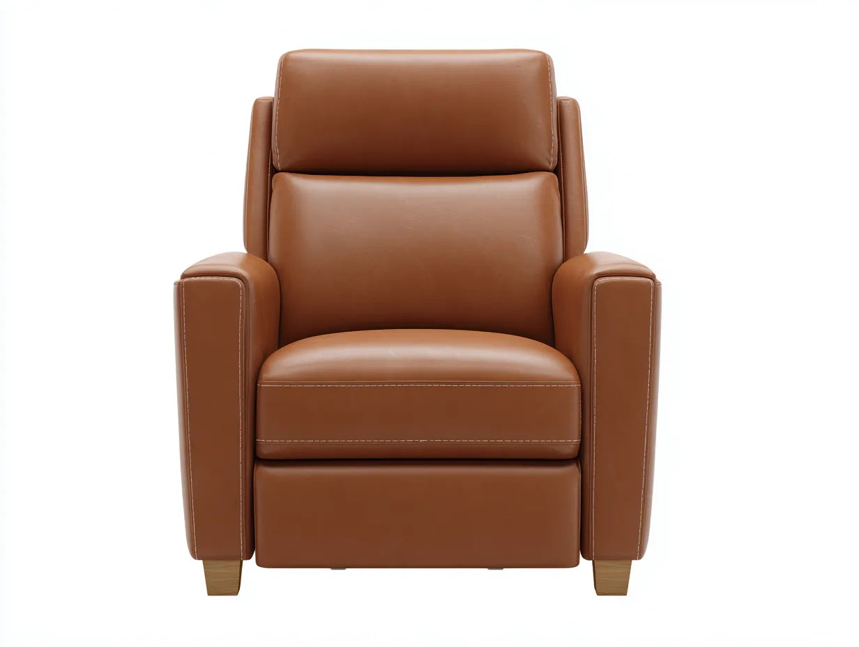 Sessel in Lederoptik 80x93x104 cm - Mittelbraun und Eiche natur - kompakte Relaxform für das Wohnzimmer