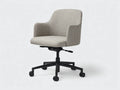 Bürostuhl Stoff 68x66x112 cm - grau und schwarz - ergonomisch mit weißen Rollen