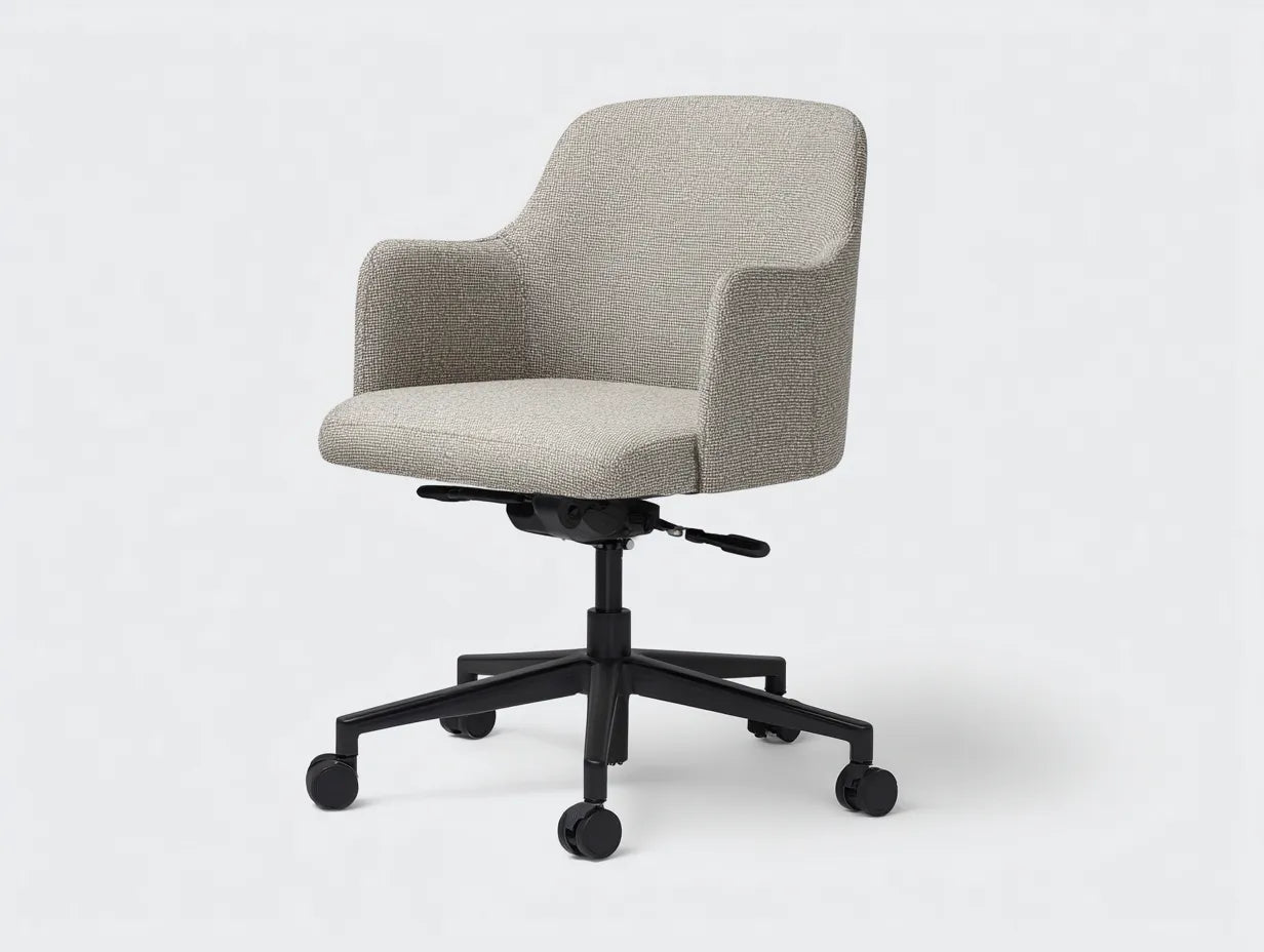 Bürostuhl Stoff 68x66x112 cm - grau und schwarz - ergonomisch mit weißen Rollen