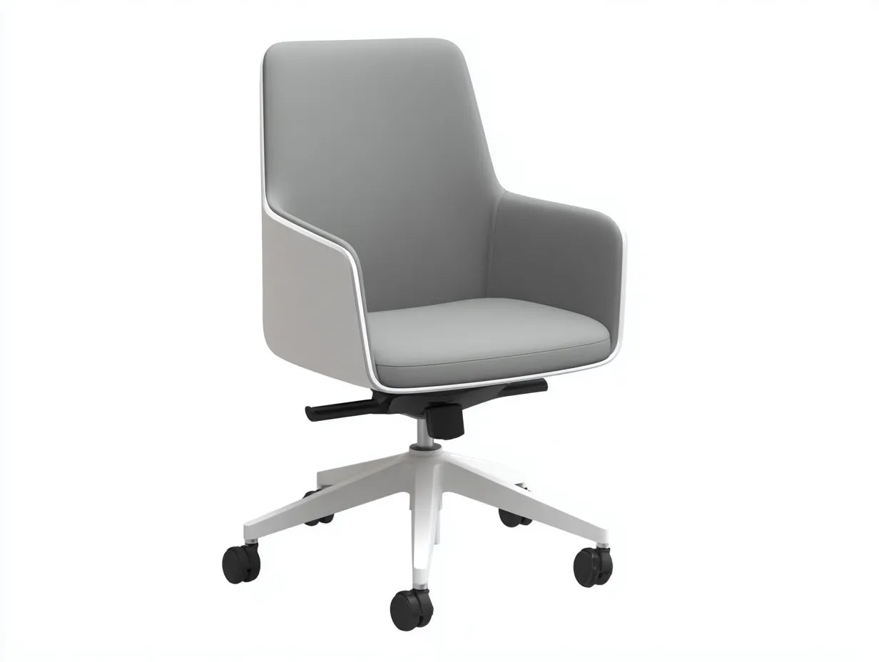 Bürostuhl mit hoher Lehne 68x70x120 cm - Grau und Weiß - gepolstert mit Rollen für geschützten Außenbereich