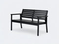 Sitzbank aus schwarzem Holzverbund 132x62x84 cm - Schwarz - Gartenbank mit geraden Armlehnen