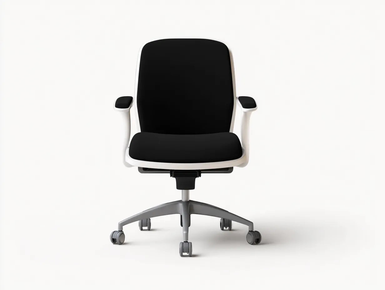 Bürostuhl mit schwarzer Polsterung 66x69x103 cm - Schwarz und Weiß und Silber - Armlehnen und Rollen