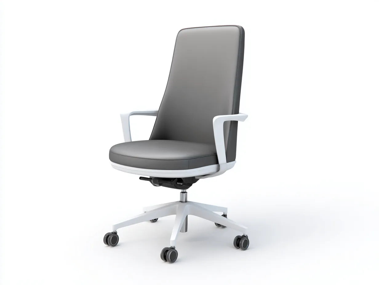 Bürostuhl mit Netzrücken 66x68x103 cm - Weiß und Hellgrau und Schwarz - leichter Drehstuhl für geschützten Außenbereich