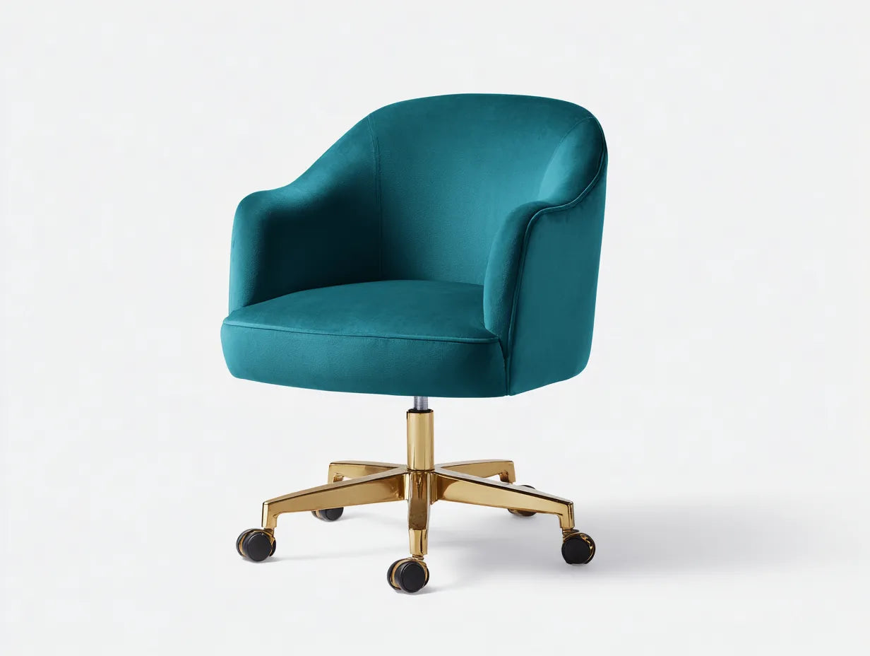 Bürostuhl Bouclé-Stoff 66x64x87 cm - grau und silber - drehbar mit Rollen für das Büro